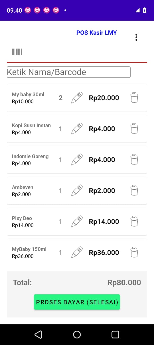 Perbesar tampilan keranjang belanja POSApp